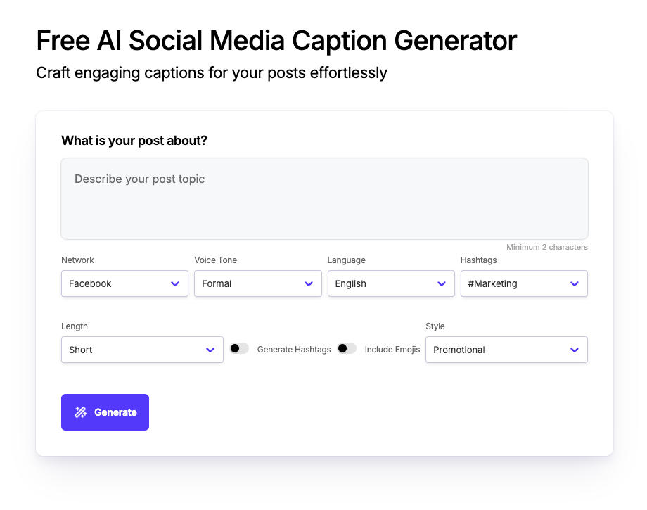 Free AI Social Media Caption Generator - Tools AI Online | Tools AI Online