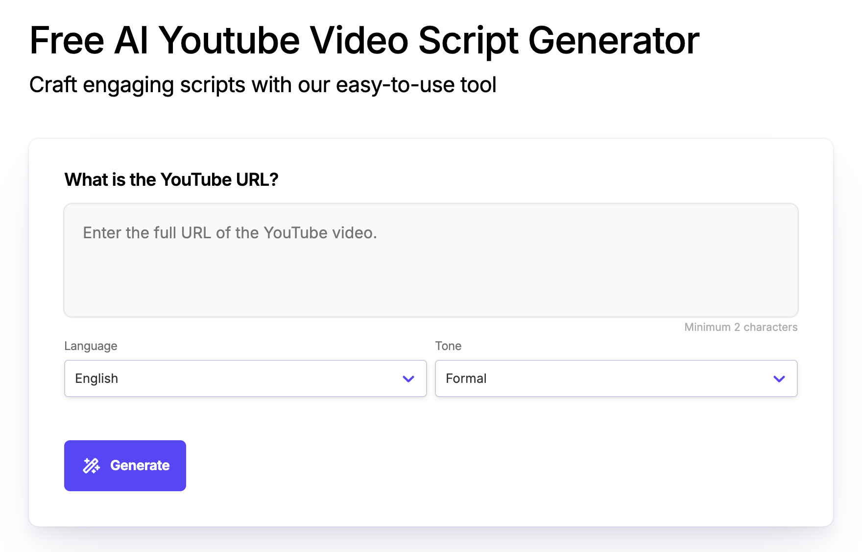 Free AI Youtube Video Script Generator - Tools AI Online | Tools AI Online