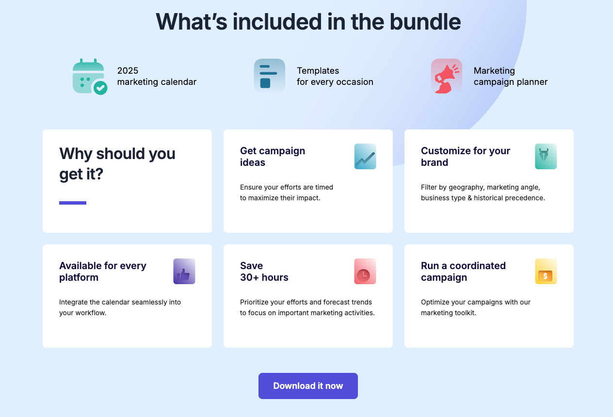 Free Marketing Calendar & Planner for 2025 - Tools AI Online | Tools AI ...