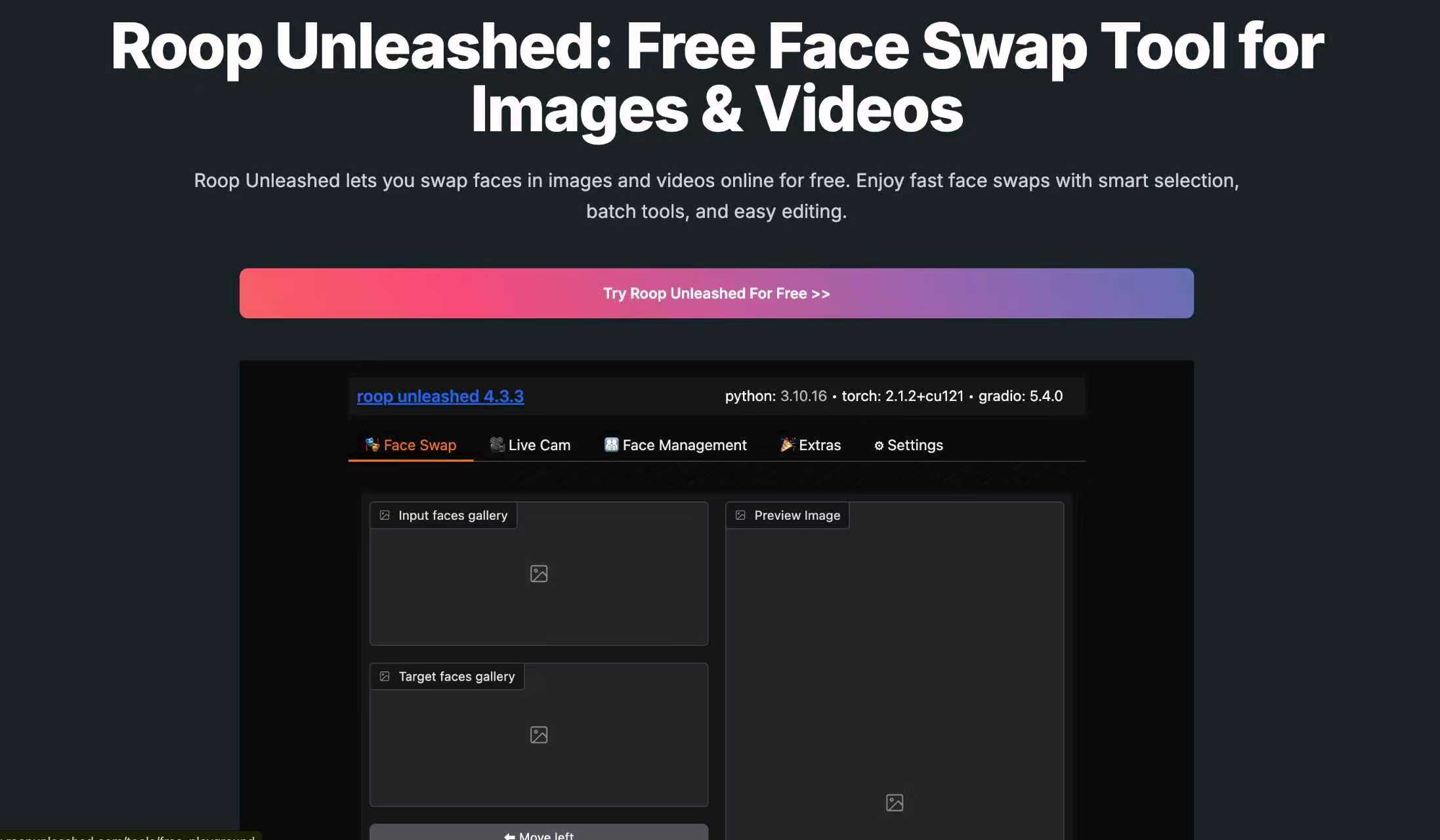 Roop Unleashed - Tools AI Online | Tools AI Online