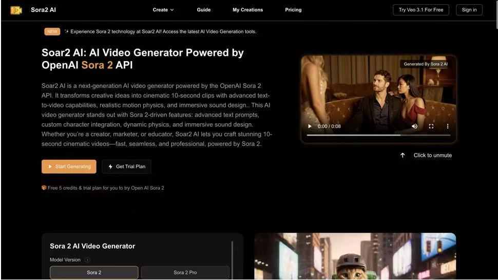 Soar2 AI | Advanced Sora 2 Powered AI Video Generator - Tools AI Online ...