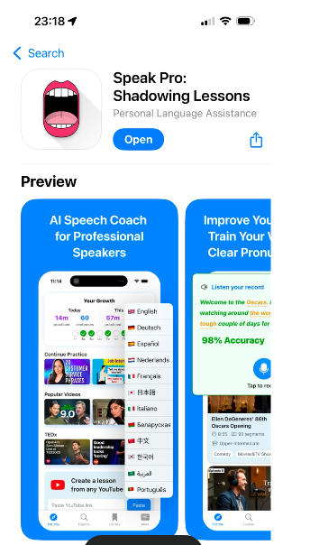 Speak Pro: Shadowing Lessons - Tools AI Online | Tools AI Online