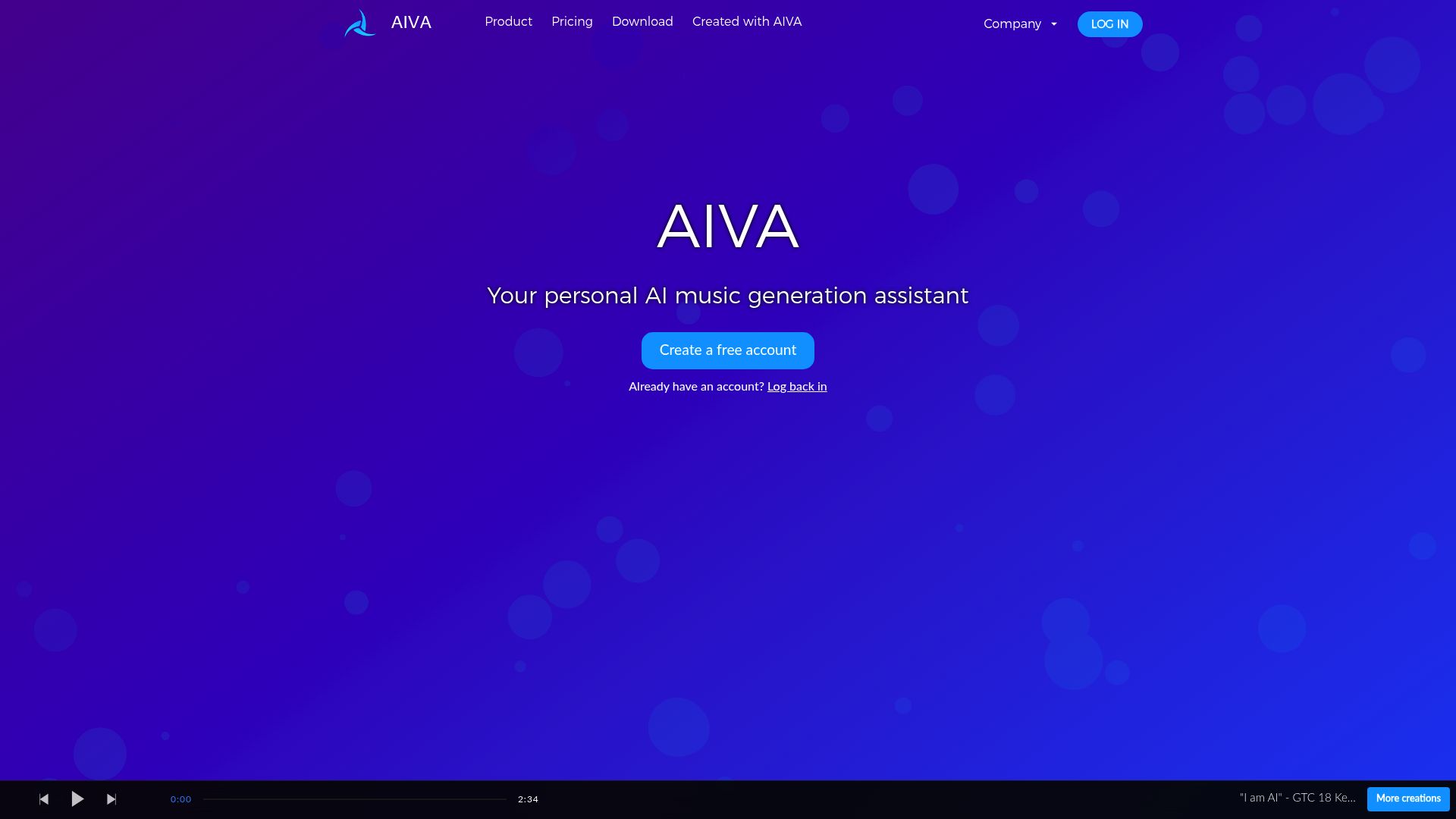 Aiva Interface AIVA - Tools AI Online | Tools AI Online