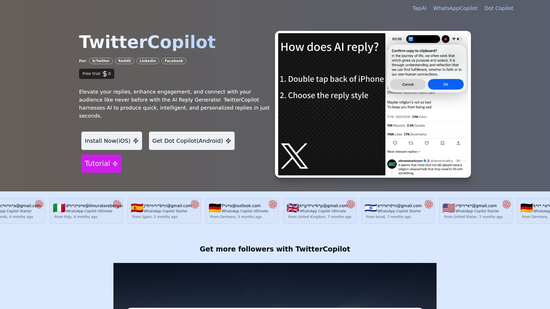 TwitterCopilot - Tools AI Online | Tools AI Online